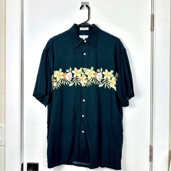 Pierre Cardin Short Sleeve Button Down Hawaiian Style Shirt Mens Size Medium - Picture 1 of 7